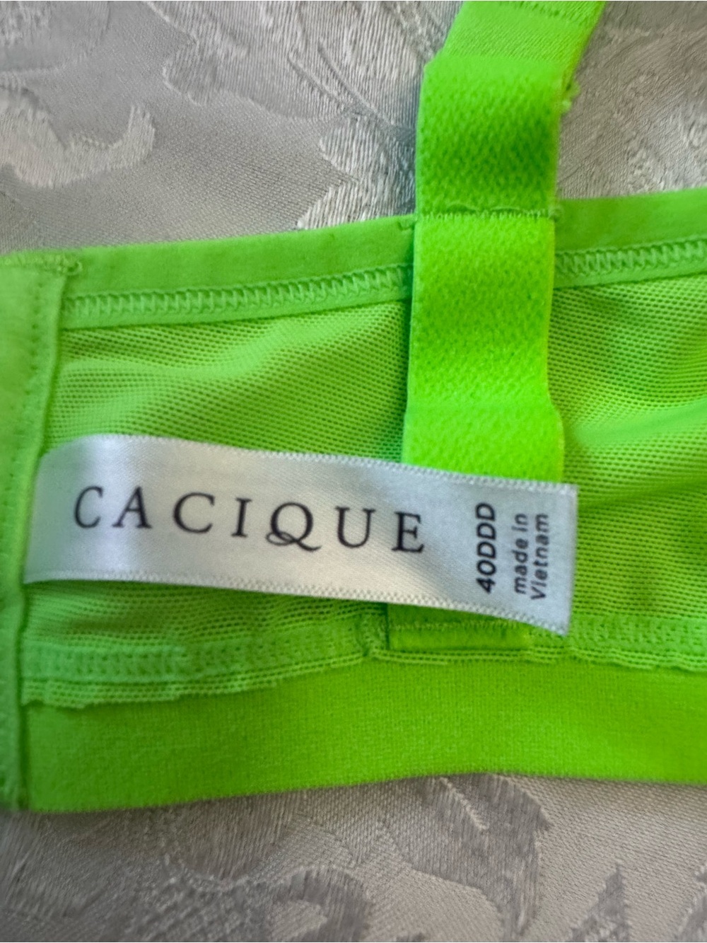 Cacique Unlined Demi Bra Plus 40DDD Lime Green Underwire Sexy Feminine Sexy Flaw - Picture 3 of 8